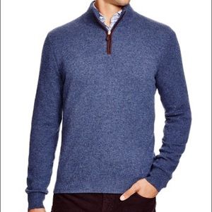 Bloomingdales Cashmere Suede Trim Half-Zip Sweater
